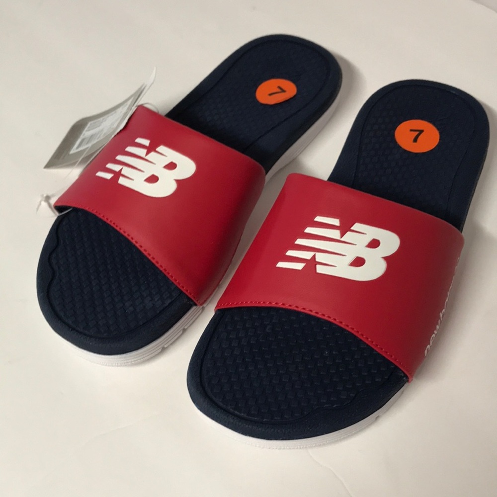 New Balance Sandals red white & blue Shoes Sandals red slide on shoe